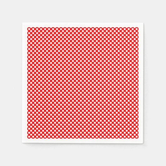Wit op Rood Klein Grootte Polka Dots Papier Servet (Voorkant)