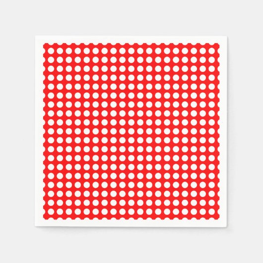 Wit op Rood Medium Horizontale Polka Dots Papier Servet (Voorkant)