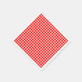 Wit op Rood Medium Horizontale Polka Dots Papier Servet (Hoek)