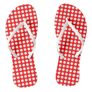 Wit op Rood Medium Size Horizontale Polka Dots Teenslippers