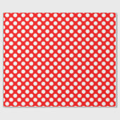 Wit op rood Medium Size Polka Dots Cadeaupapier (Vlak)