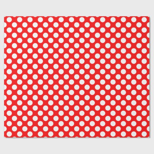 Wit op rood Medium Size Polka Dots Cadeaupapier (Vlak)