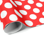 Wit op rood Medium Size Polka Dots Cadeaupapier (Rol Hoek)