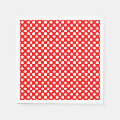 Wit op Rood Medium Size Polka Dots Papier Servet (Voorkant)