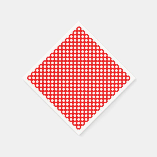 Wit op Rood Medium Size Polka Dots Papier Servet (Hoek)