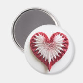 Wit op rood origami hart magneet (Voorkant / Achterkant)