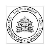 Wit op rood Scandinavische kerstboom Adres Zelfinktende Stempel (Design)