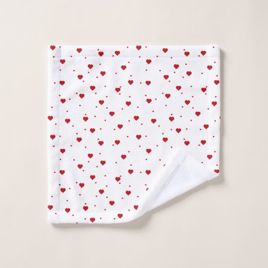 Wit op rood Valentijns hartenpatroon Bad Handdoek (Wasdoekje)