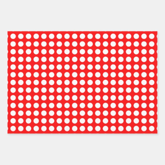 Wit op rood Verschillende Grootte Horizontale Polk Inpakpapier Vel (Voorkant 2)