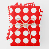 Wit op rood Verschillende Grootte Horizontale Polk Inpakpapier Vel (In situ)