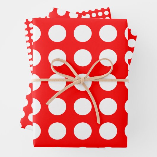 Wit op rood Verschillende Grootte Horizontale Polk Inpakpapier Vel (In situ)