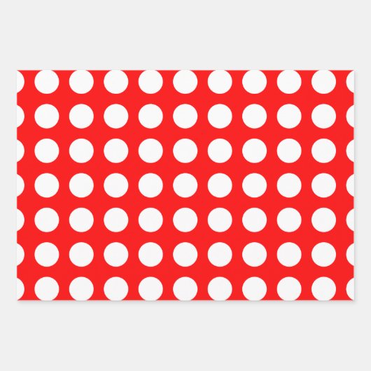Wit op rood Verschillende Grootte Horizontale Polk Inpakpapier Vel (Voorkant)