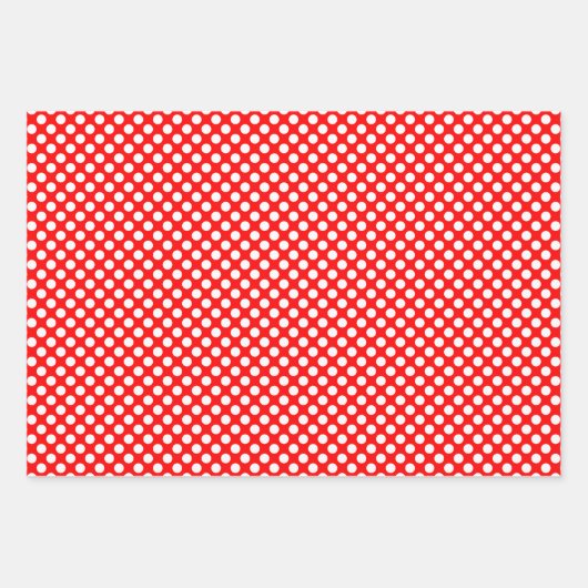 Wit op rood Verschillende Grootte Polka Dots Inpakpapier Vel (Voorkant 3)
