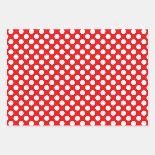 Wit op rood Verschillende Grootte Polka Dots Inpakpapier Vel (Voorkant 2)