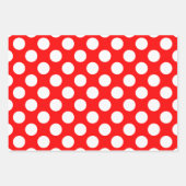 Wit op rood Verschillende Grootte Polka Dots Inpakpapier Vel (Voorkant)