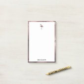 Wit op Roos Gold Marble, Flamingo & Border, Naam Post-it® Notes (Op bureau)