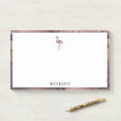 Wit op Roos Gold Marble, Flamingo & Border, Naam Post-it® Notes (Op bureau)