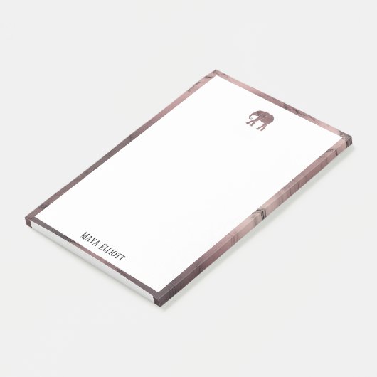 Wit op Roos Goud Marmer, Olifant & Rand, Naam Post-it® Notes (Schuin)