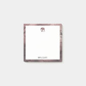 Wit op Roos Goud Marmer Olifant & Rand Post-it® Notes (Voorkant)