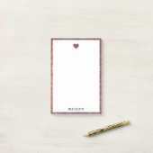 Wit op Roos Gouden Faux Glitter Hart & Rand Post-it® Notes (Op bureau)