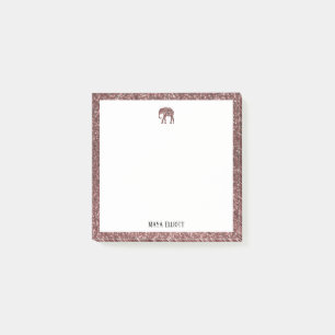 Wit op Roos Gouden Faux Glitter Olifant & Rand Post-it® Notes