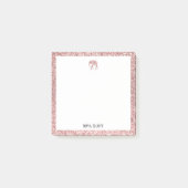 Wit op Roos Gouden Faux Glitter Olifant & Rand Post-it® Notes (Voorkant)