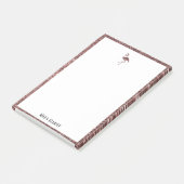 Wit op Roos Gouden Glitter Flamingo & Rand, Naam Post-it® Notes (Schuin)