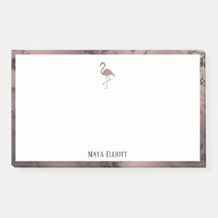 Wit op roze gouden marmer, Flamingo & Rand, Naam Post-it® Notes