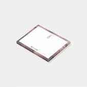 Wit op roze gouden marmeren ananas & rand, naam post-it® notes (Schuin)