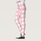Wit op Roze Grote Grootte Horizontale Polka Dots Leggings (Links)