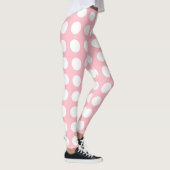 Wit op Roze Grote Grootte Horizontale Polka Dots Leggings (Rechts)