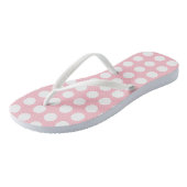 Wit op Roze Grote Grootte Horizontale Polka Dots Teenslippers (Schuin)