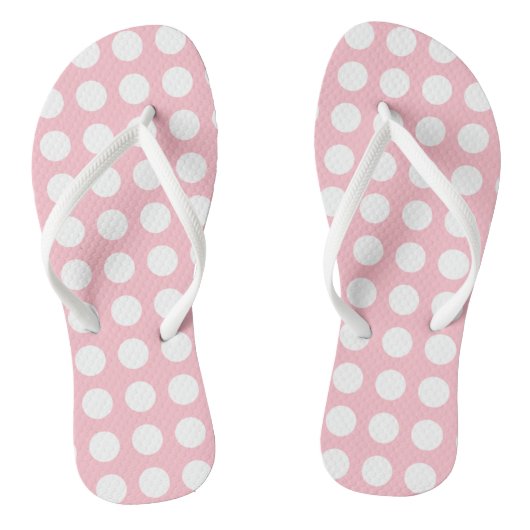 Wit op Roze Grote Grootte Horizontale Polka Dots Teenslippers (Voetbed)