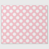 Wit op Roze Grote Grootte Polka Dots Cadeaupapier (Vlak)