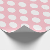 Wit op Roze Grote Grootte Polka Dots Cadeaupapier (Hoek)
