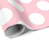 Wit op Roze Grote Grootte Polka Dots Cadeaupapier (Rol Hoek)