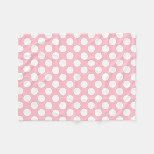 Wit op Roze Grote Grootte Polka Dots Fleece Deken (Voorkant (Horizontaal))