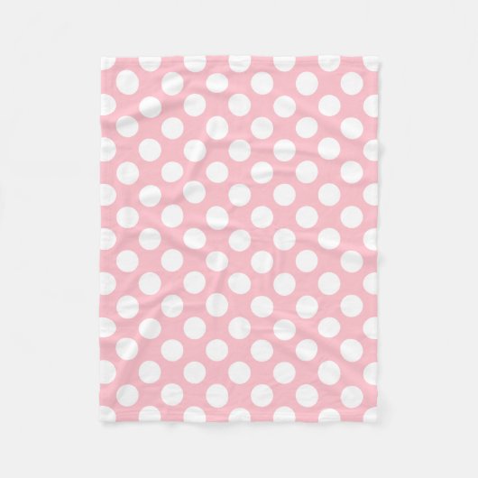 Wit op Roze Grote Grootte Polka Dots Fleece Deken (Voorkant)