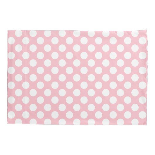 Wit op Roze Grote Grootte Polka Dots Kussensloop (Achterkant)