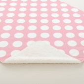 Wit op Roze Grote Grootte Polka Dots Sherpa Deken (3/4)