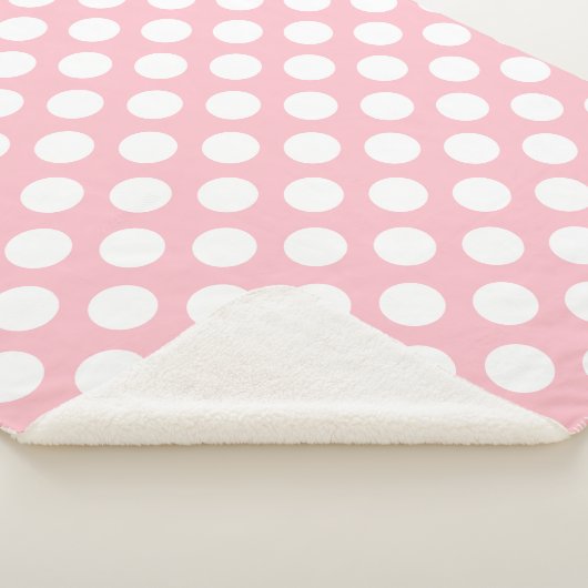 Wit op Roze Grote Grootte Polka Dots Sherpa Deken (3/4)