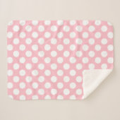 Wit op Roze Grote Grootte Polka Dots Sherpa Deken (Voorkant (horizontaal))