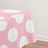 Wit op Roze Grote Grootte Polka Dots Tafelkleed (Voorbeeld)