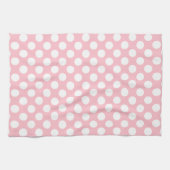 Wit op Roze Grote Grootte Polka Dots Theedoek (Horizontaal)