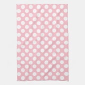 Wit op Roze Grote Grootte Polka Dots Theedoek (Verticaal)