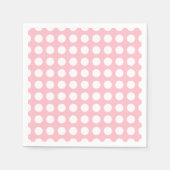 Wit op Roze Grote Horizontale Polka Dots Papier Servet (Voorkant)