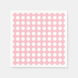 Wit op Roze Grote Horizontale Polka Dots Papier Servet