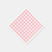 Wit op Roze Grote Horizontale Polka Dots Papier Servet (Hoek)
