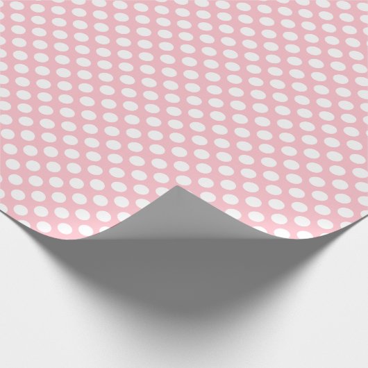 Wit op Roze Kleine Grootte Polka Dots Cadeaupapier (Hoek)