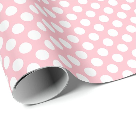 Wit op Roze Kleine Grootte Polka Dots Cadeaupapier (Rol Hoek)